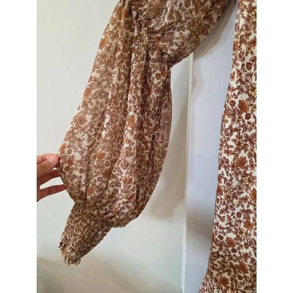 Free People Aglow Midi Dress in Tea Combo M NWT
